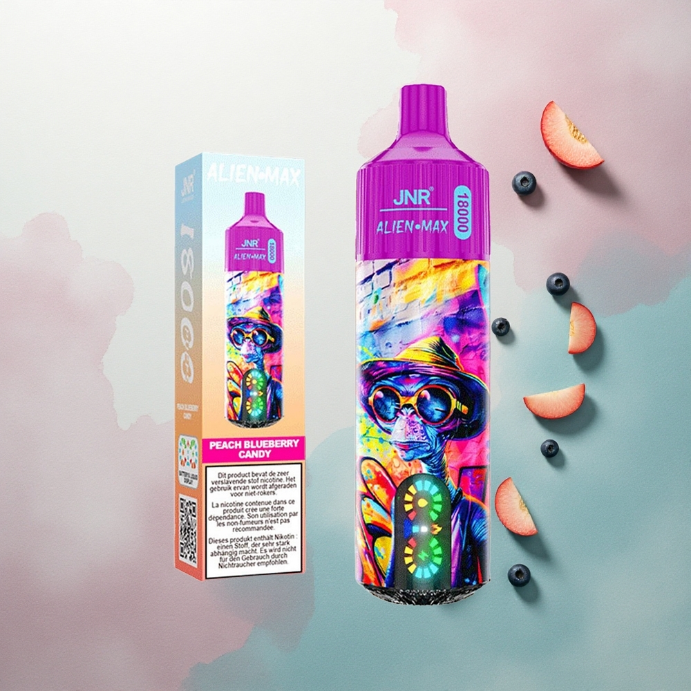 JNR Alien Max 18000 Peach Blueberry Candy with Dual Mesh Coil & 850mAh Battery