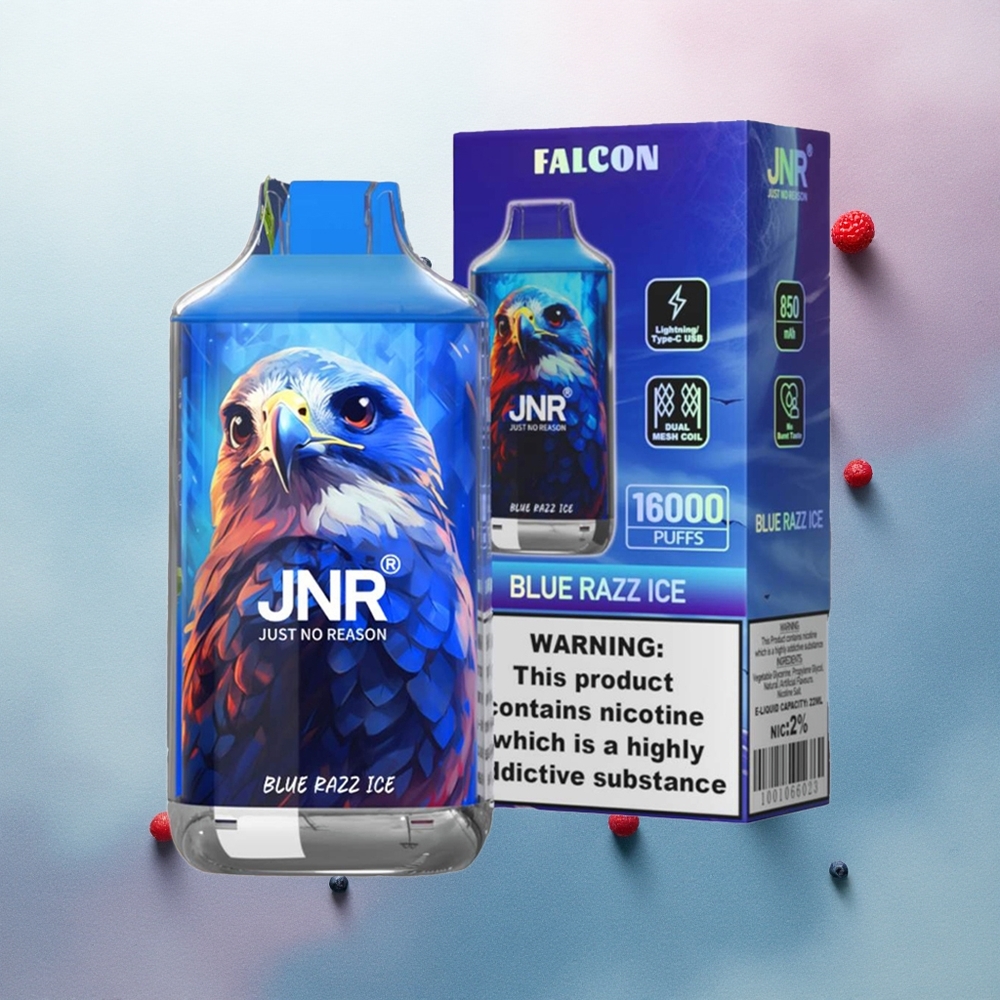 JNR Falcon 16000 Blue Razz Ice 850mAh Dual Mesh 22ml 0% Nicotine
