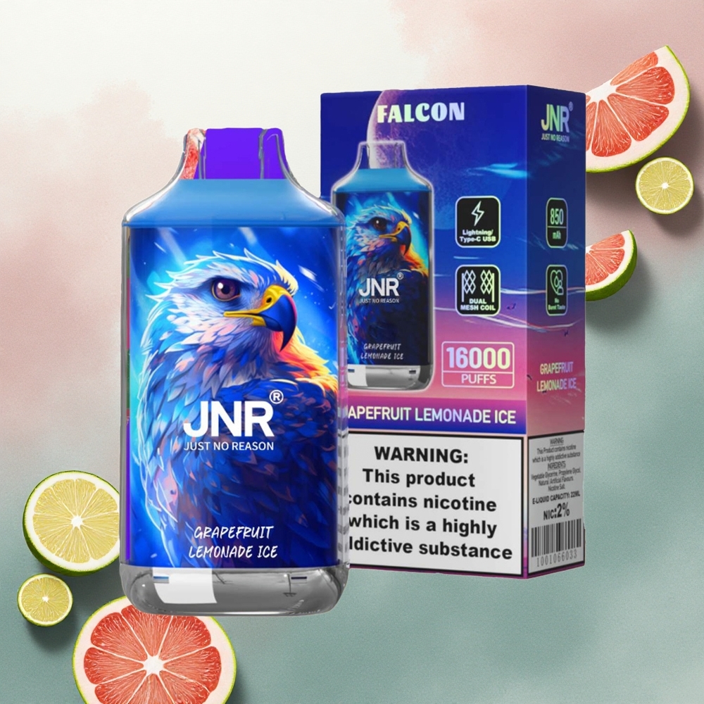 JNR Falcon 16000 Grapefruit Lemonade Ice 850mAh Dual Mesh 22ml Nicotine 0% 2%
