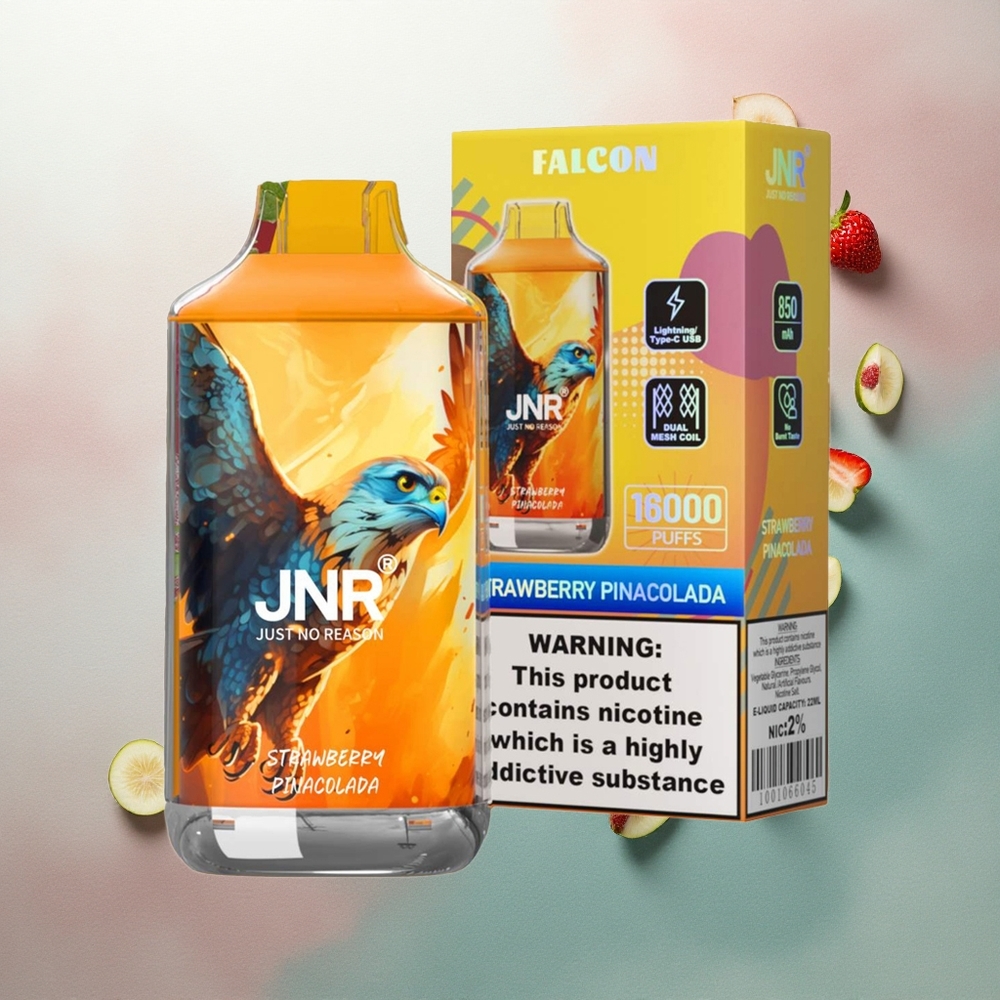 JNR Falcon 16000 Strawberry Pina Colada 850mAh Dual Mesh 22ml Nicotine 0% 2%