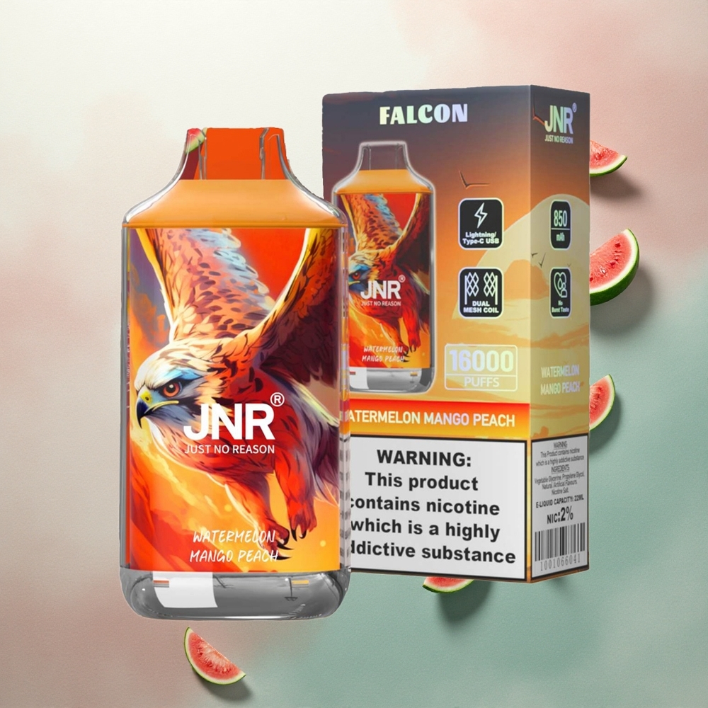 JNR Falcon 16000 Watermelon Mango Peach Dual Mesh 850mAh Nicotine 0% 2%