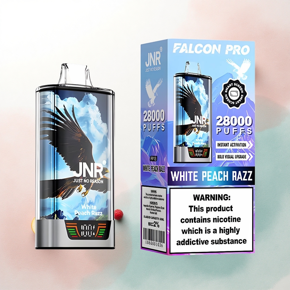JNR Falcon Pro 28000 White Peach Razz 30ml 5% Nicotine 950mAh