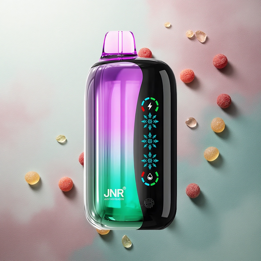 JNR Flex Ice 21000 Sour Cherry Gummies Adjustable Ice Dual Mesh 1.2 Ohm Nicotine 0%-5%