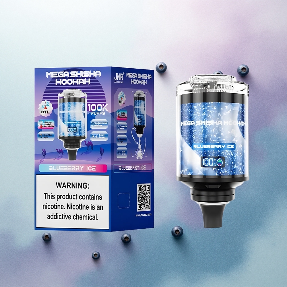 JNR Mega Shisha Hookah 100K Blueberry Ice 2200mAh 2% Nicotine