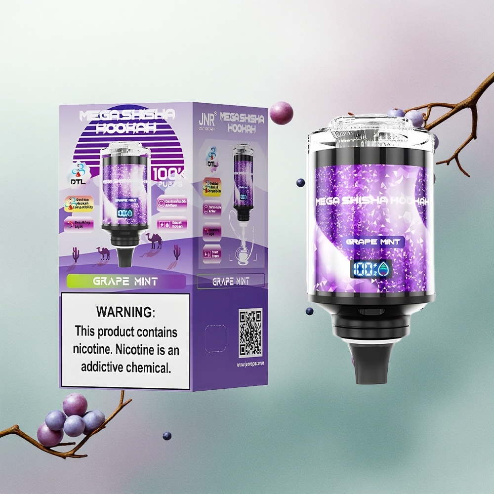 JNR Mega Shisha Hookah 100K Grape Mint 2200mAh 2% Nicotine