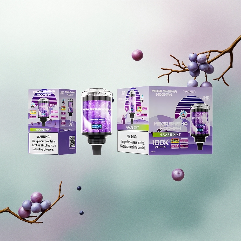 JNR Mega Shisha Hookah 100K Grape Mint 2200mAh 2% Nicotine