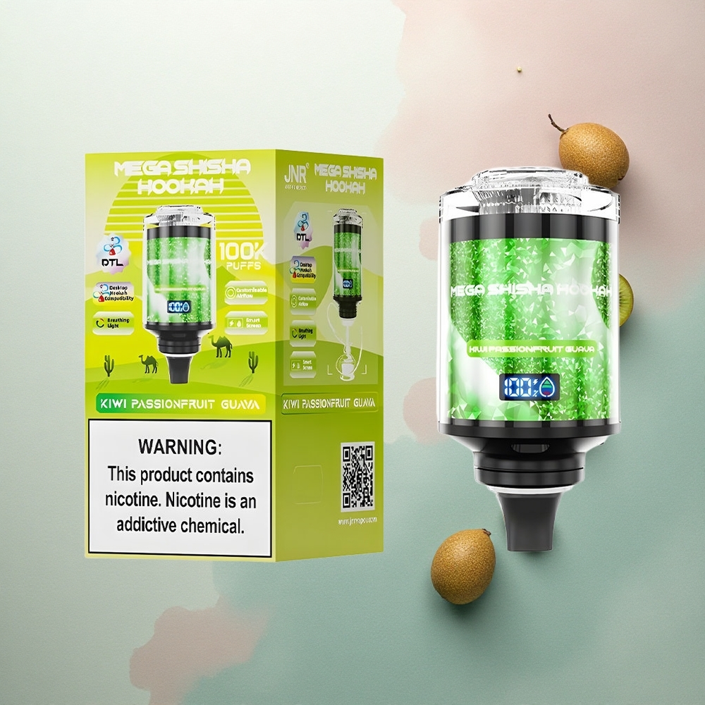 JNR Mega Shisha Hookah 100K Kiwi Passionfruit Guava 2200mAh 60ml 2% nicotine