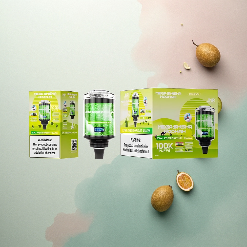 JNR Mega Shisha Hookah 100K Kiwi Passionfruit Guava 2200mAh 60ml 2% nicotine