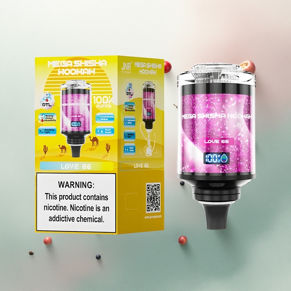 JNR Mega Shisha Hookah 100K Love 66 Type-C 2200mAh 2% Nicotine