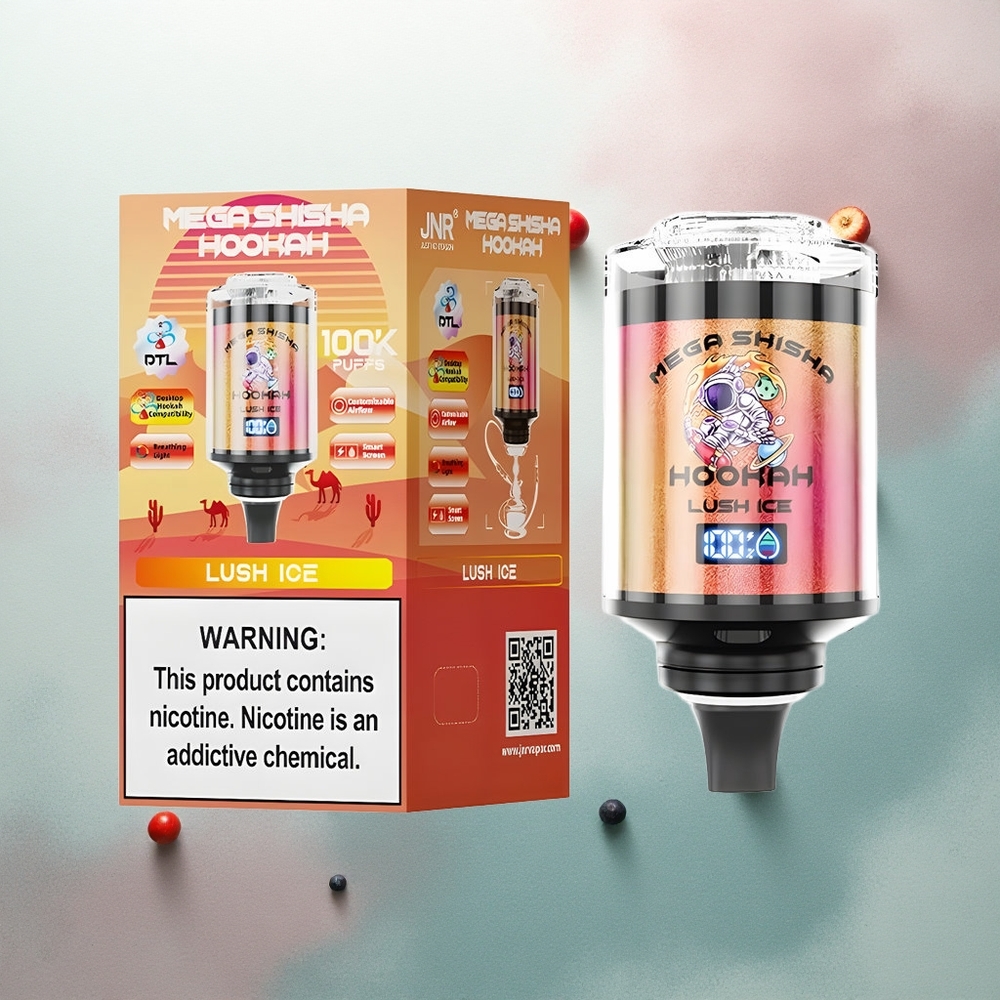 JNR Mega Shisha Hookah 100K Lush Ice 2200mAh 60ml Nicotine 2%