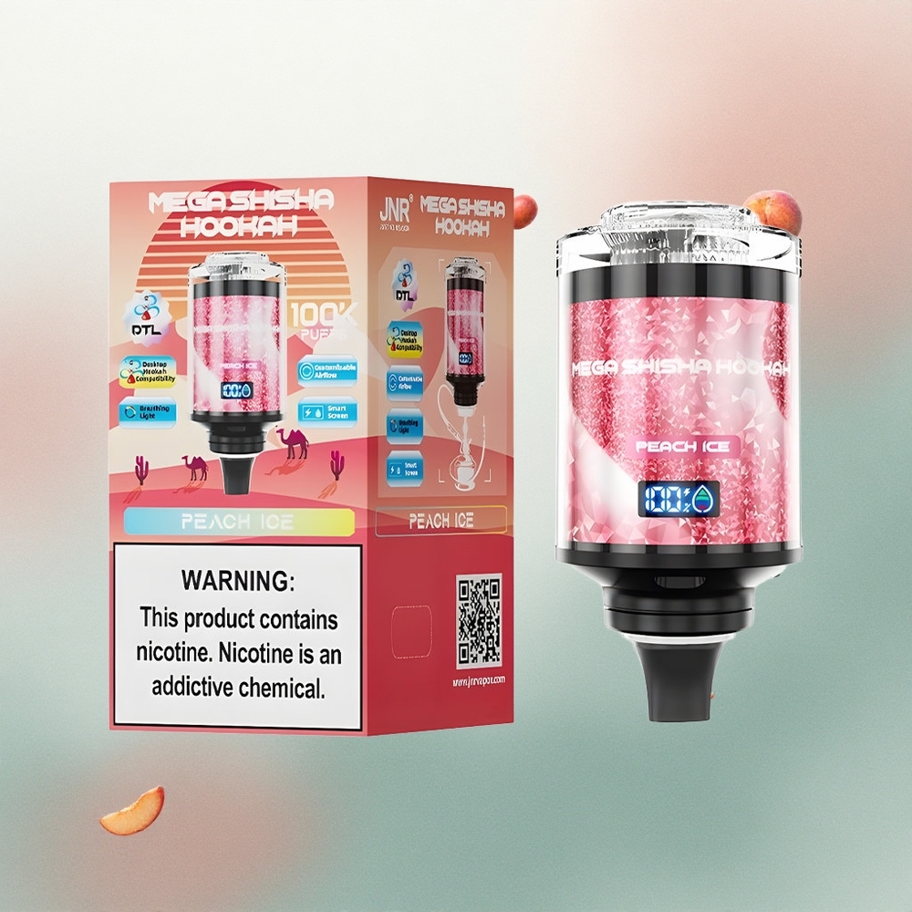 JNR Mega Shisha Hookah 100K Peach Ice 2200mAh 2% Nicotine