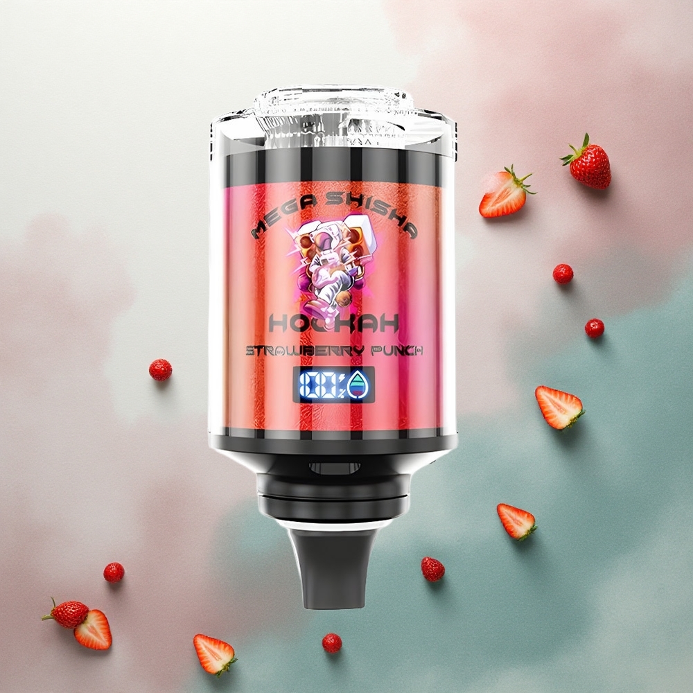 JNR Mega Shisha Hookah 100K Strawberry Punch 2200mAh Adjustable Airflow