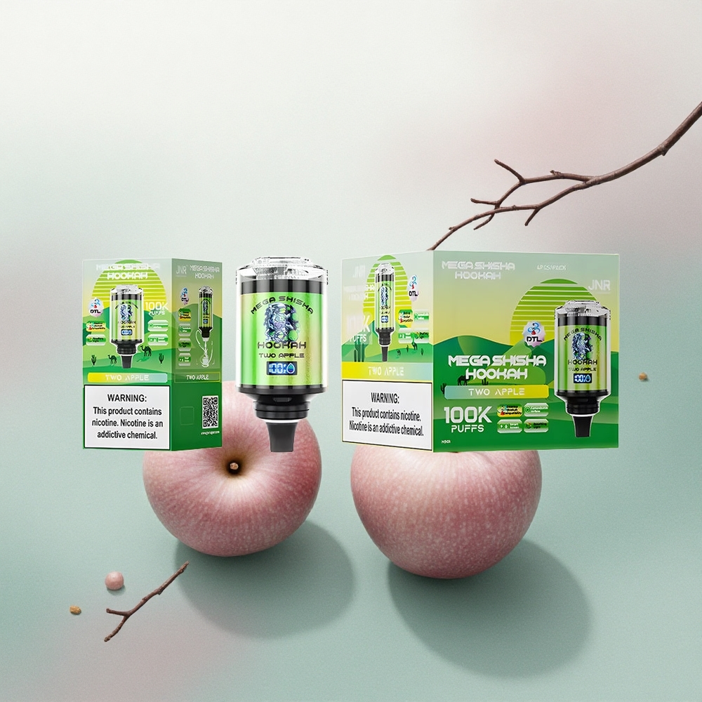 JNR Mega Shisha Hookah 100K Two Apple 60ml 2200mAh 2% Nicotine