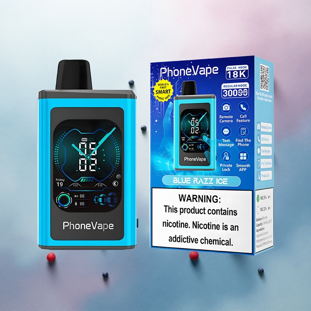 JNR PhoneVape 30000 Blue Razz Ice with 850mAh and 5% nicotine