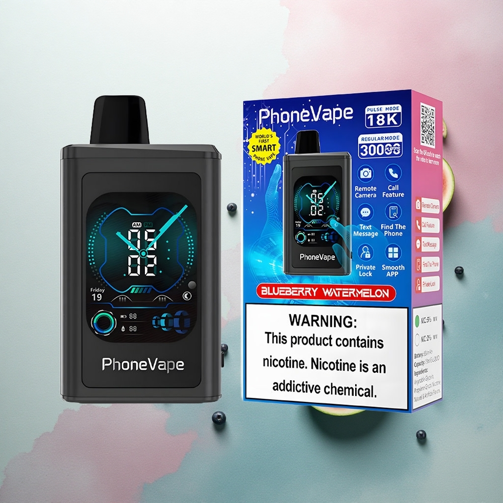 JNR PhoneVape 30000 Blueberry Watermelon 850mAh Adjustable Airflow 5% Nicotine