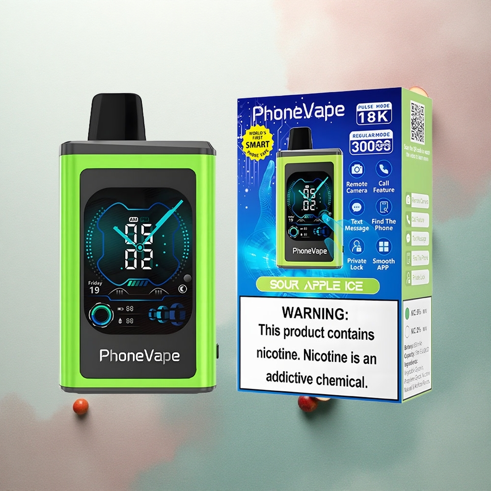 JNR PhoneVape 30000 Sour Apple Ice 850mAh Type-C Adjustable Airflow