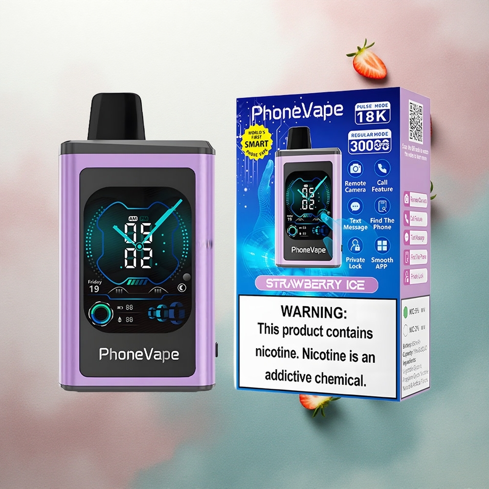 JNR PhoneVape 30000 Strawberry Ice Turbo 850mAh Adjustable Airflow
