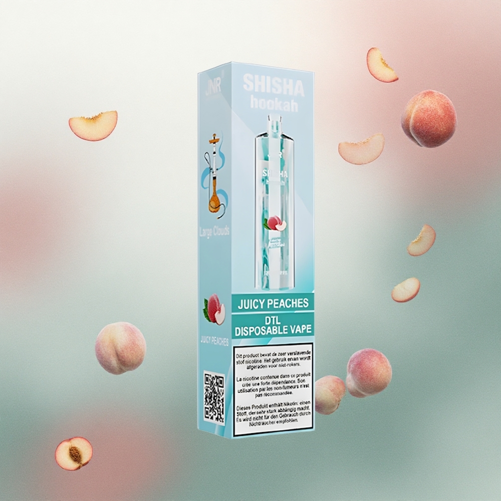 JNR Shisha Hookah 12000 Juicy Peaches 750mAh 24ml Nicotine-Free