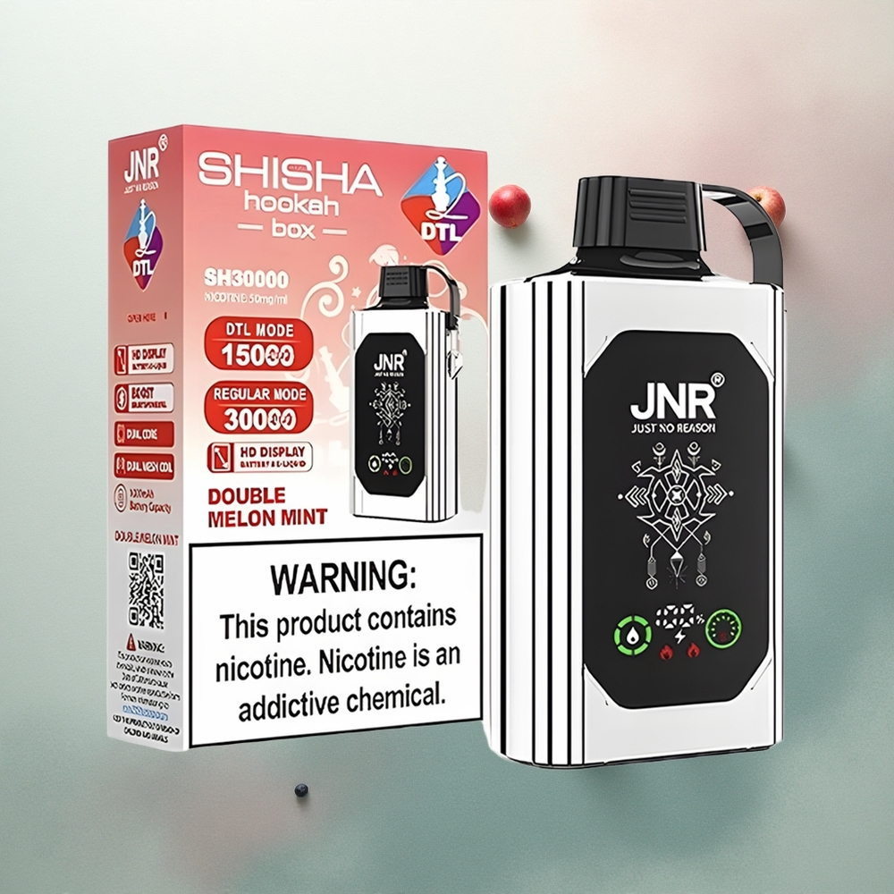 JNR Shisha Hookah Box 20500 Double Apple HD Display Dual Mesh Coil 25ml