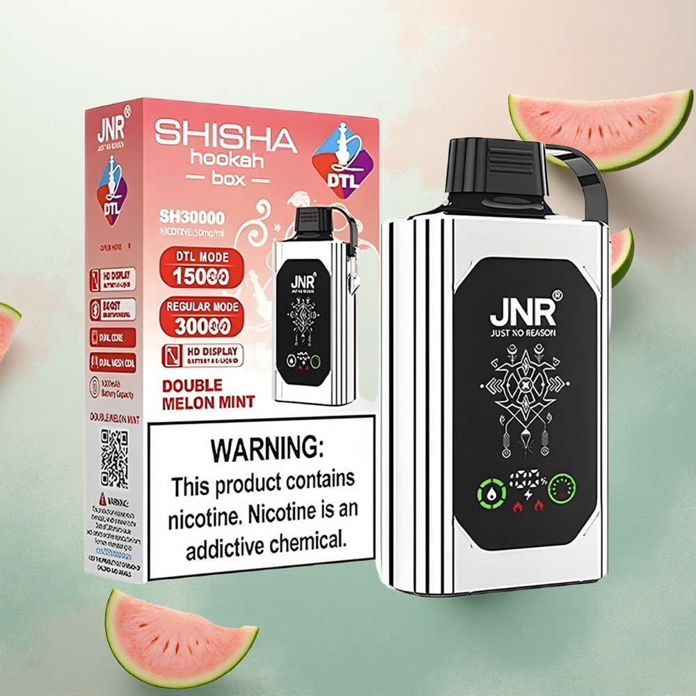 JNR Shisha Hookah Box 20500 Double Melon Mint 25ml Dual Mesh 1000mAh