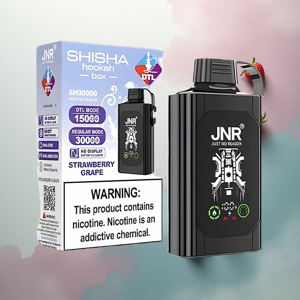 JNR Shisha Hookah Box 20500 Strawberry Grape HD Display 1000mAh Dual Mesh Coil