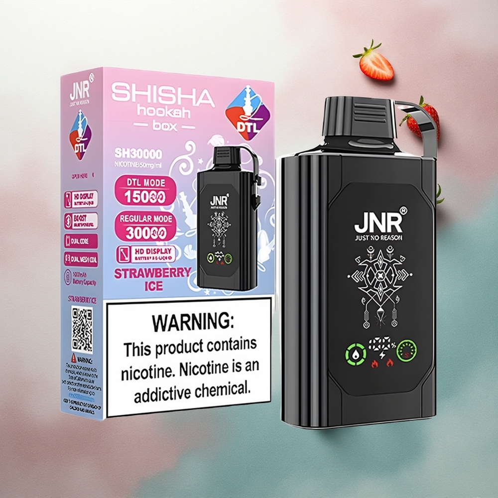 JNR Shisha Hookah Box 20500 Strawberry Ice HD Display 1000mAh Dual Mesh