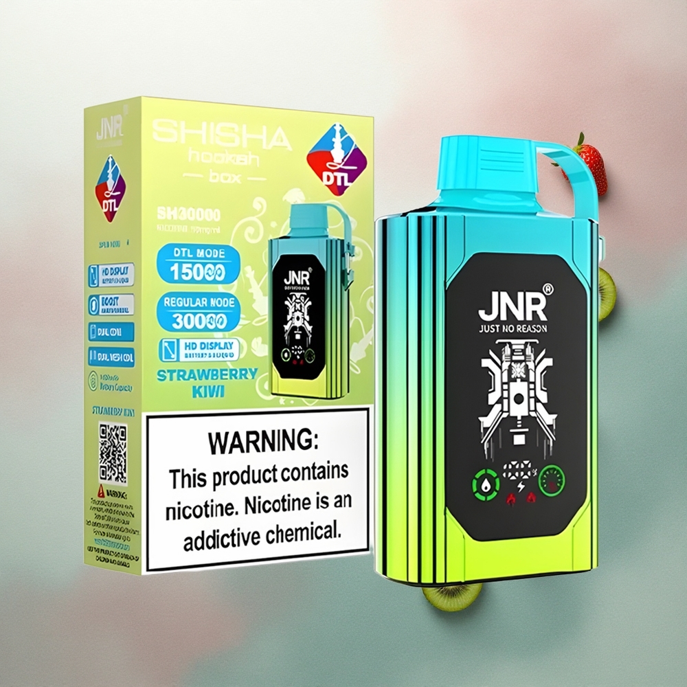 JNR Shisha Hookah Box 20500 Strawberry Kiwi 25ml Dual Mesh Coil 5% Nicotine