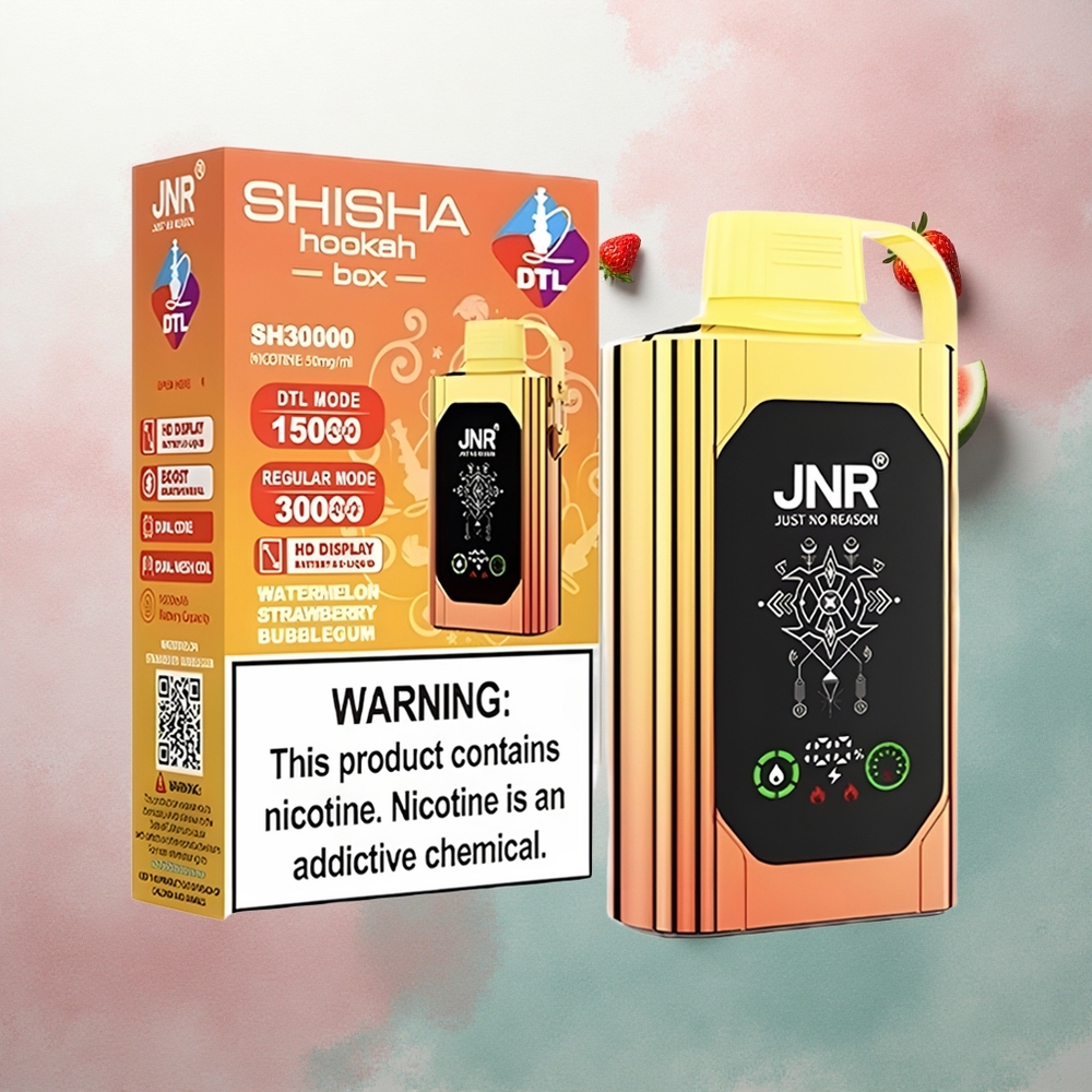 JNR Shisha Hookah Box 20500 Watermelon Strawberry Bubblegum HD Display Dual Mesh Coil 25ml Nicotine 5%