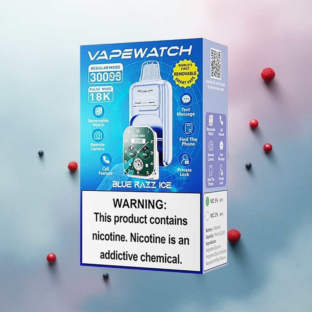 JNR VapeWatch 30000 Blue Razz Ice Dual Mesh 5% Nicotine 1000mAh