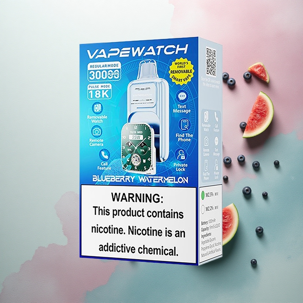 JNR VapeWatch 30000 Blueberry Watermelon 19mL Dual Mesh 5% Nicotine