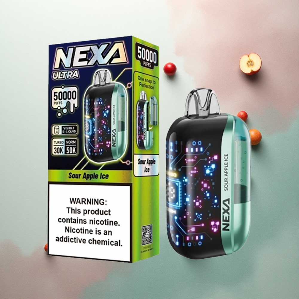 NEXA Ultra 50000 Puffs Sour Apple Ice 20ml 5% Nicotine 800mAh