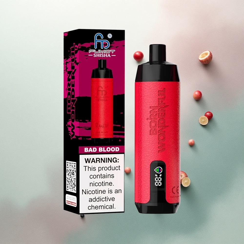 RandM Fumot Shisha 10000 Puffs BloodGlow LED 0.6ohm Mesh 0.5% Nicotine