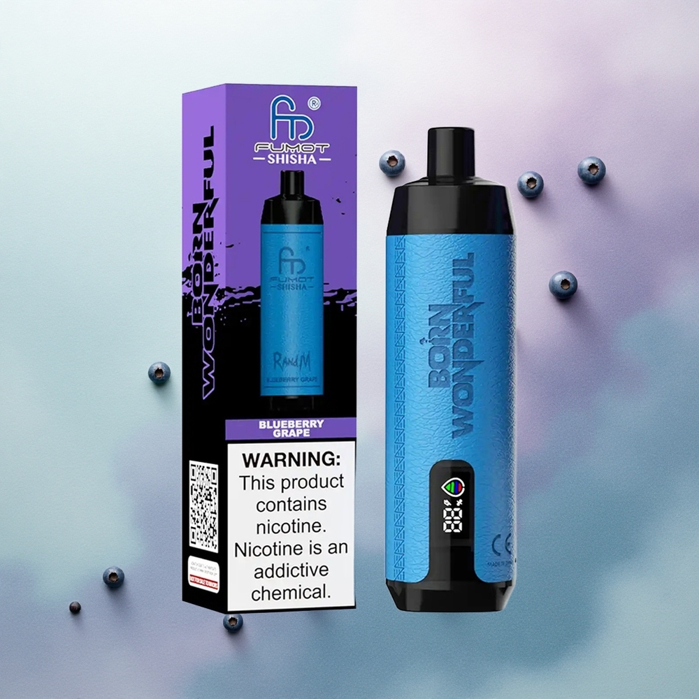 RandM Fumot Shisha 10000 Puffs Blueberry Grape LED 18ml 0.5% Nicotine