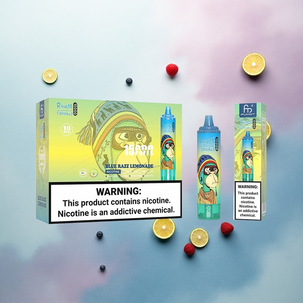 RandM Fumot Tornado 15000 Puffs Blue Razz Lemonade Mesh Nicotine 5% 850mAh