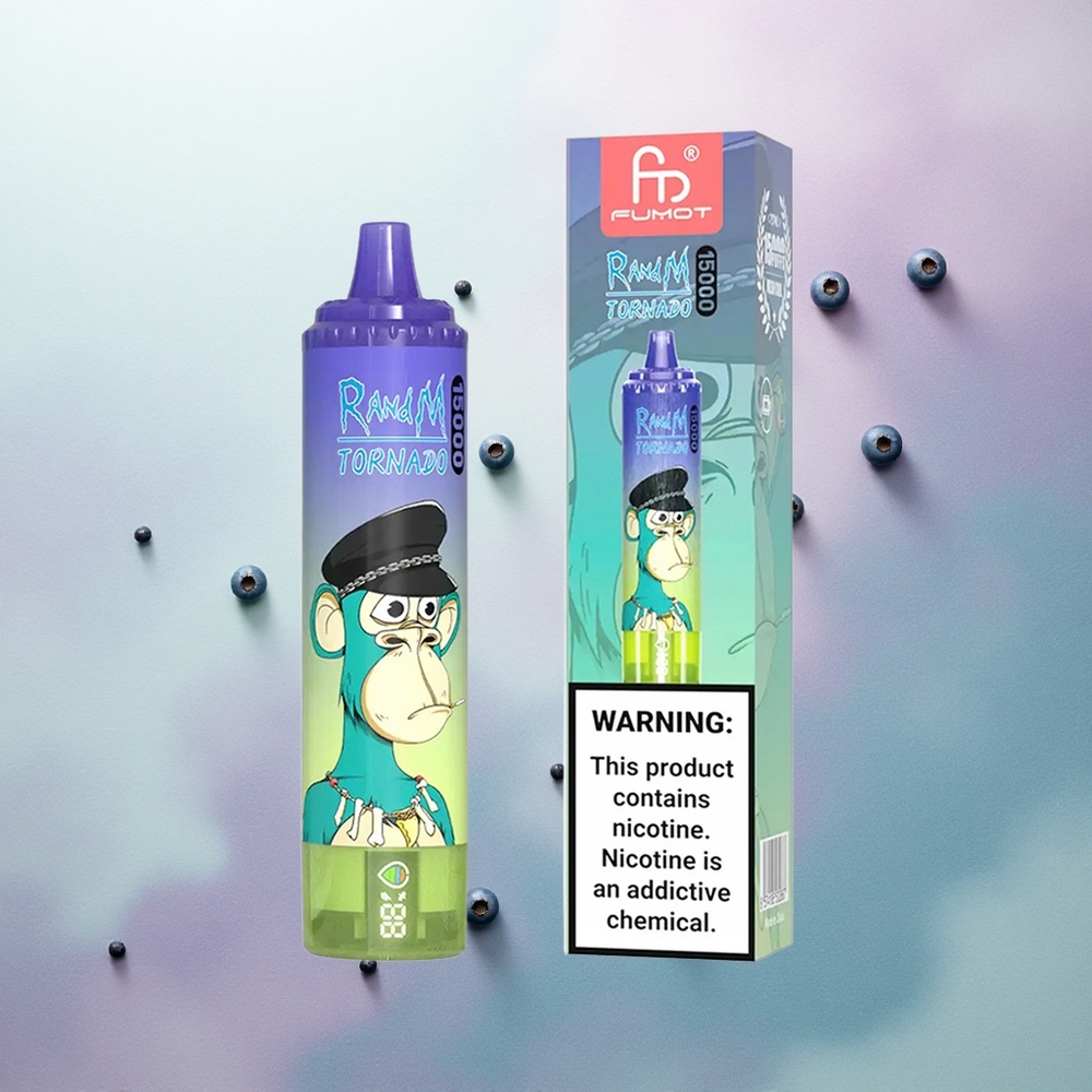 RandM Fumot Tornado 15000 Puffs Blueberry Bubble Gum 25ml 5% Nicotine Mesh Coil
