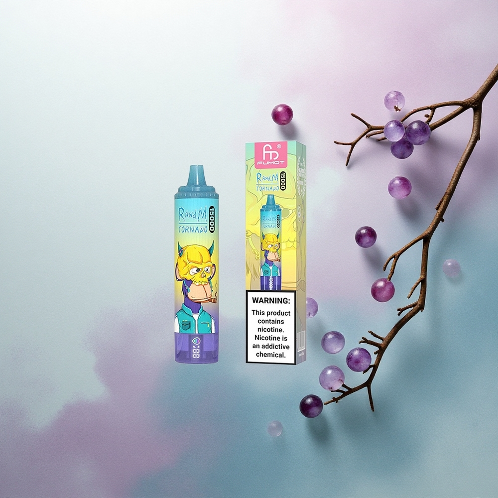 RandM Fumot Tornado 15000 Puffs Grape Ice 25ml Mesh Coil 5% Nicotine