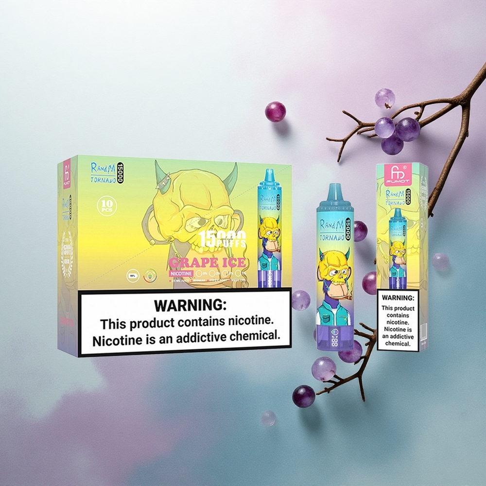 RandM Fumot Tornado 15000 Puffs Grape Ice 25ml Mesh Coil 5% Nicotine
