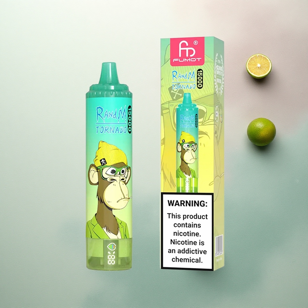 RandM Fumot Tornado 15000 Puffs Lemon Lime 25ml Mesh Coil 5% Nicotine