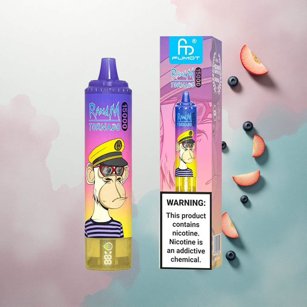 RandM Fumot Tornado 15000 Puffs Peach Blueberry Candy Mesh Coil 850mAh