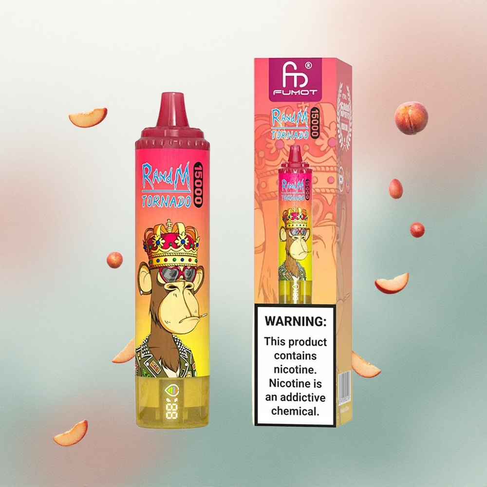 RandM Fumot Tornado 15000 Puffs Peach Ice 25ml 850mAh Mesh Coil