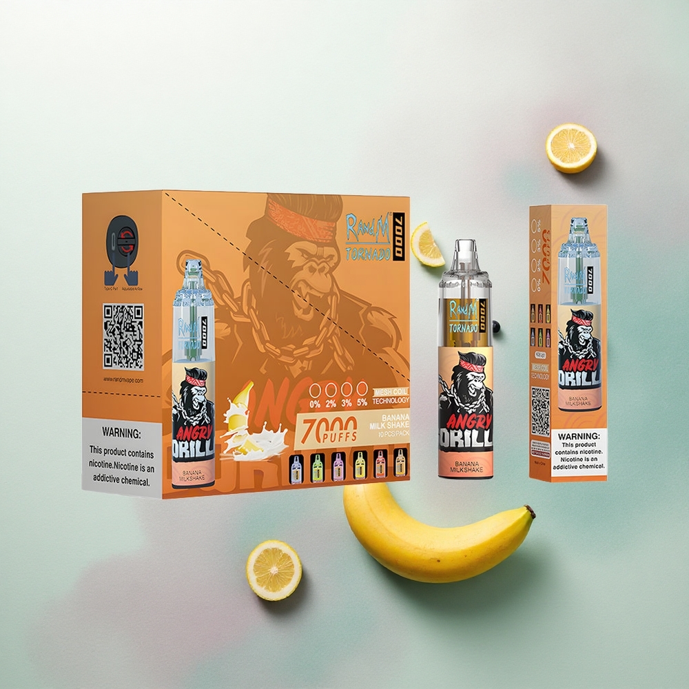 RandM Fumot Tornado 7000 Puffs Banana Milkshake 850mAh Mesh Coil 5% Nicotine