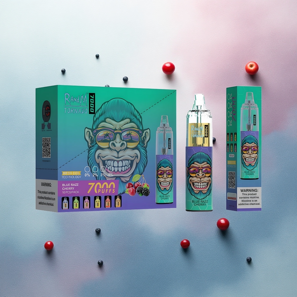 RandM Fumot Tornado 7000 Puffs Blue Razz Cherry 850mAh Mesh Coil 5% Nicotine