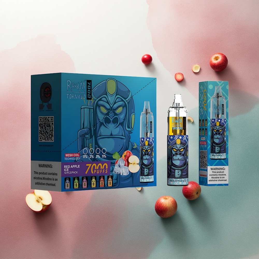RandM Fumot Tornado 7000 Puffs Red Apple Ice Mesh Coil 850mAh Air-Adjustable