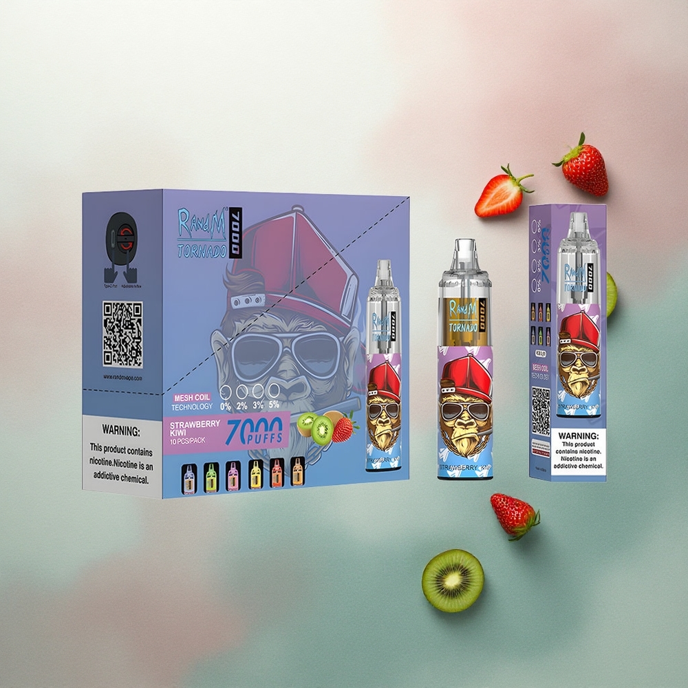 RandM Fumot Tornado 7000 Puffs Strawberry Kiwi Mesh Coil 14ML 5% Nicotine