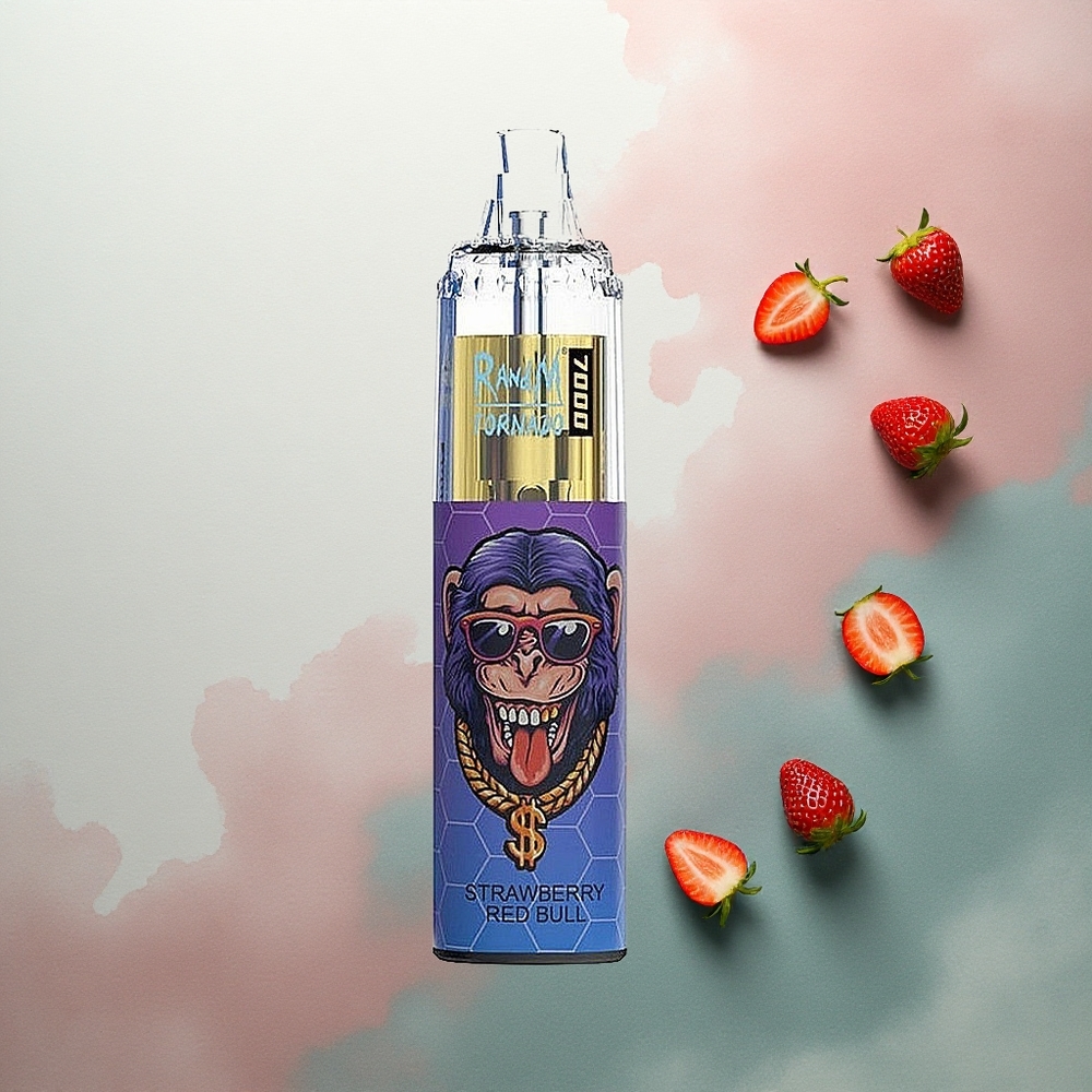 RandM Fumot Tornado 7000 Puffs Strawberry Red Bull Mesh Coil 850mAh 5% Nicotine