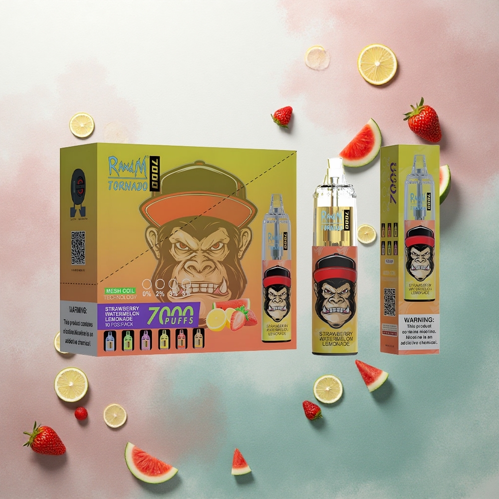 RandM Fumot Tornado 7000 Puffs Strawberry Watermelon Lemonade 850mAh Mesh Coil 5% Nicotine