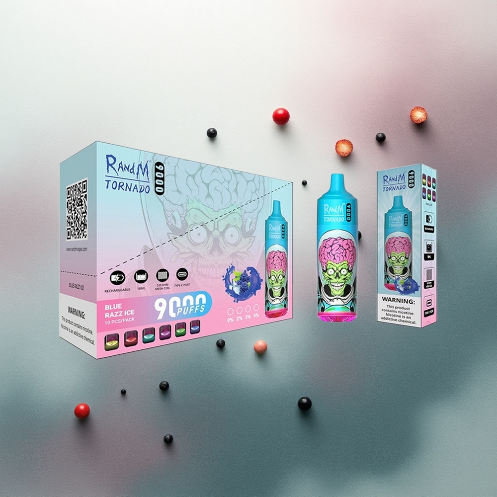RandM Fumot Tornado 9000 Puffs Black Dragon Ice 850mAh Mesh 18mL RGB