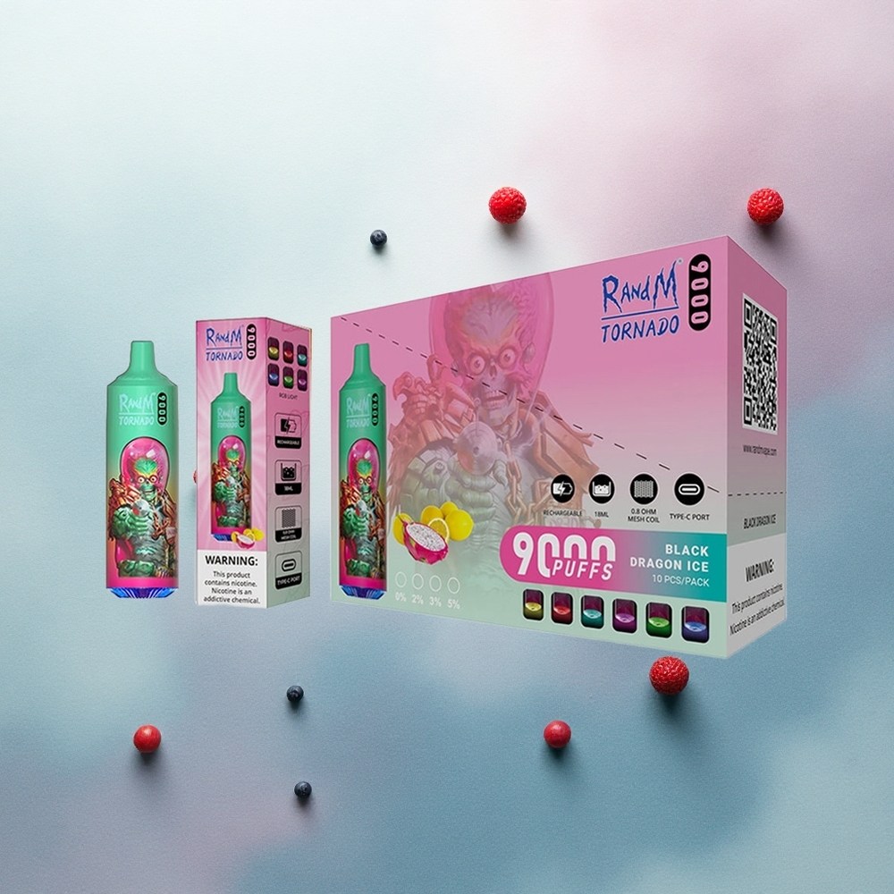 RandM Fumot Tornado 9000 Puffs Blue Razz Kush Mesh 18mL 850mAh RGB