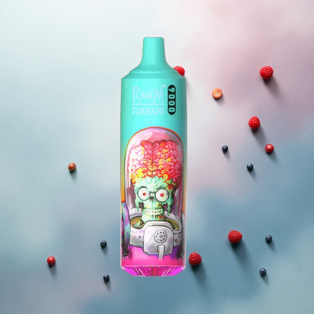 RandM Fumot Tornado 9000 Puffs Blue Sour Raspberry 850mAh 18mL Mesh Coil