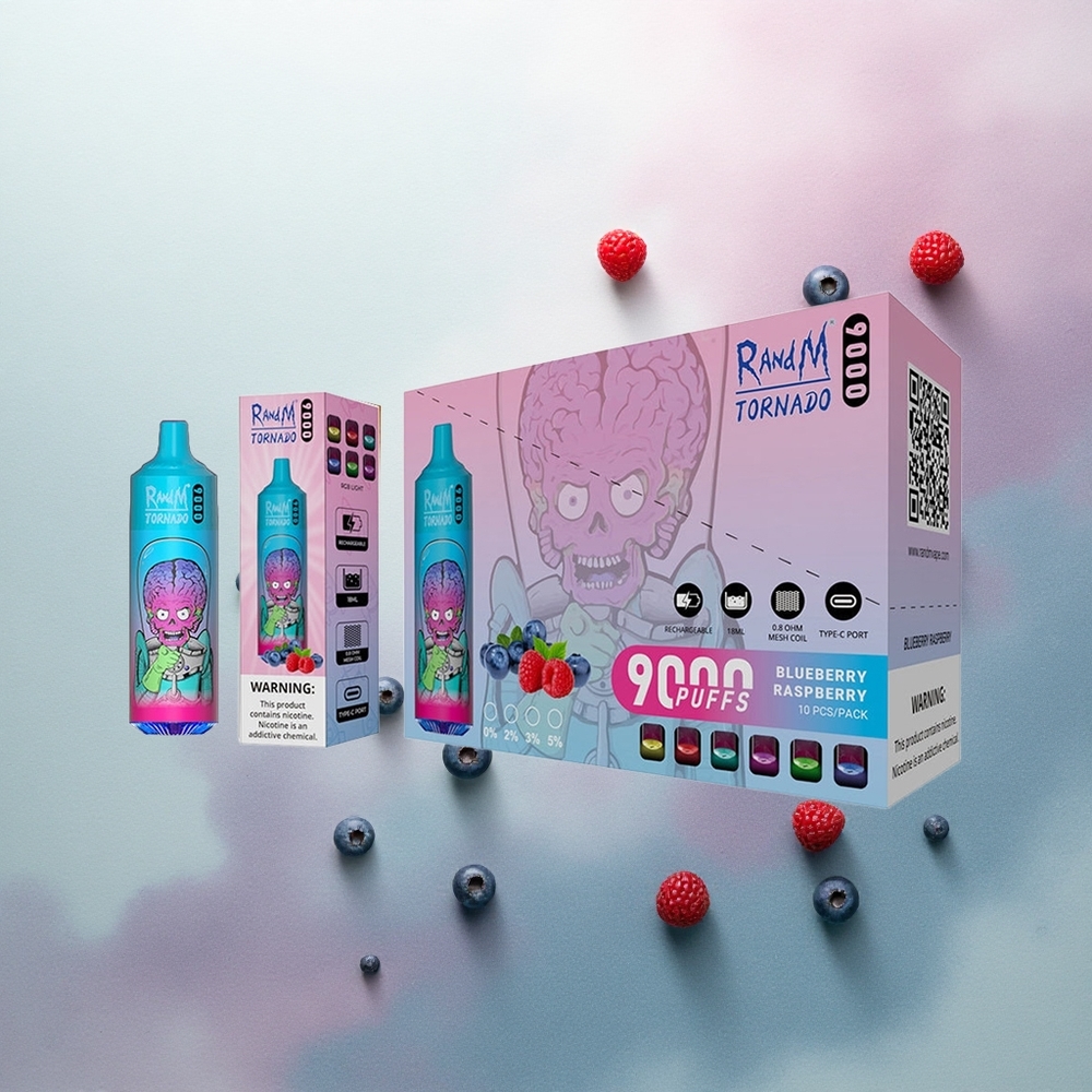 RandM Fumot Tornado 9000 Puffs Blueberry Raspberry 850mAh 18mL Mesh Coil
